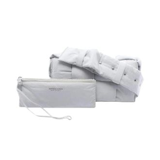 Bottega Veneta Pre-owned Clutches, male, Gray, Size: ONE SIZE Pre-owned Padded Tech Cassette Nylon Shoulder Bag