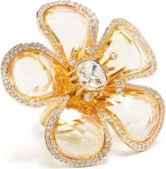 Swarovski Florere cocktail ring - women - Metal/Swarovski Crystal/glass - 52 - Gold