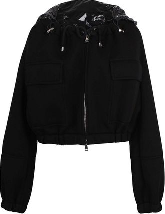 Plan C Cropped Jacket with Vinyl Hood