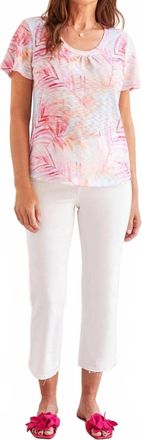 Tribal Tropical Rasperberry Fern Short Sleeve Top In Raspberry