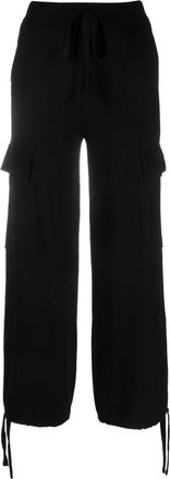 P.A.R.O.S.H. drawstring-waistband cargo trousers - women - Wool/Elastane/Cashmere - L - Black