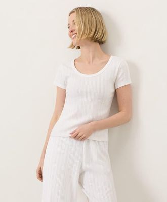 Pact Organic Cotton Pointelle Scoop Neck Tee in White at Nordstrom, Size Xx-Large