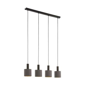 Loops Pendant Light Colour Dark Brown Shade Cappuccino Gold Fabric Bulb E27 4x60W