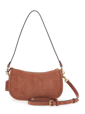 Coach Womens Crossbody Bag Suede Brown Shoulder