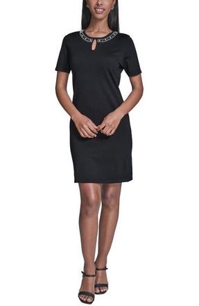 Karl Lagerfeld Faux Pearl Detail Sweater Dress in Black at Nordstrom, Size X-Small