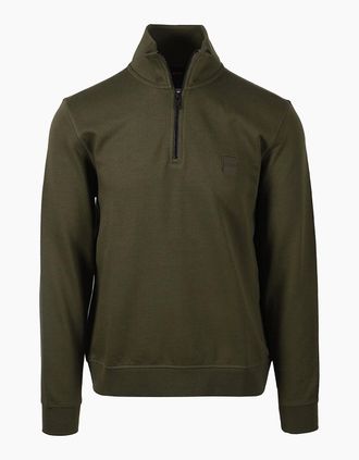 HUGO BOSS Mens BOSS ORANGE ZETRUST HALF ZIP SWEATSHIRT BRIGHT GREEN - Size: 42