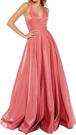 Alyce Paris Silk Charmeuse V Neck Gown In Demure