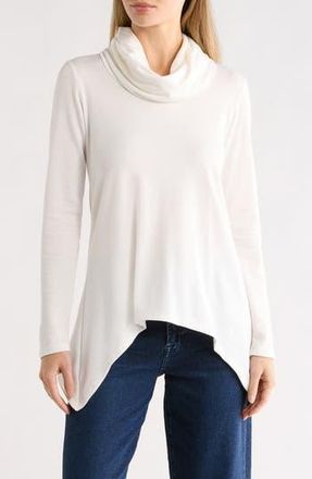 Go Couture Cowl Turtleneck Asymmetric Sweater in White at Nordstrom Rack, Size X-Large