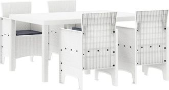vidaXL Conjunto de Comedor de Jardín 5 pcs Blanco Ratan Polt Vidaxl