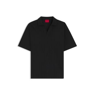 HUGO BOSS Jacquard-stripe polo shirt with Johnny collar