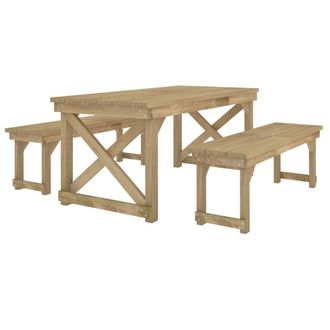 vidaXL Set De Comedor Para Jard&iacute;n 3 Pzas Madera Maciza Pino Impregnada Vidaxl