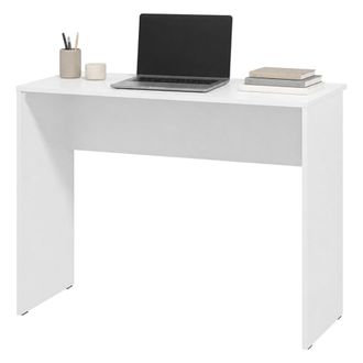 Dmora Escritorio Pichil, Un Estante, Estructura Opaco, Estante Opaco, 98x45x74h Cm Blanco Opaco