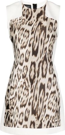 Giambattista Valli panelled animal-print silk dress - women - Silk/Polyester/Viscose - 42 - White