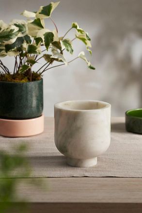 Terrain Footed Marble Cylinder Planter