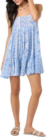 O'Neill Saltwater Essentials Rilee Print Cover-Up Dress in Azurine at Nordstrom, Size X-Large
