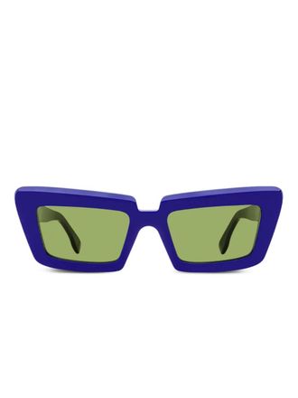 Retro Superfuture Coccodrillo zonnebril met puntige afwerking - Blauw