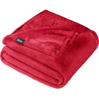 Bare Home Microplush Fleece Blanket in Red at Nordstrom, Size Twin