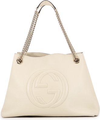 Gucci Ivory Leather Handbag Tote Bag (Pre-Owned)