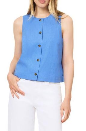 Scotch & Soda Sleeveless Linen Blend Button-Up Shirt in Regatta at Nordstrom Rack, Size X-Large