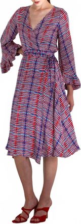 Alessandro Enriquez Vibrant Wrap Midi Dress In Rida