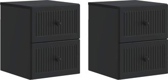vidaXL Mesita De Noche De Pared 2 Uds. Negro 33 X 34,5 X 40 Cm Vidaxl