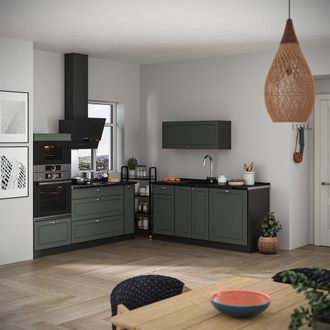 Vicco Cucina Fame-line, Verde-oro Rustico/antracite, 340 Cm, Pl Antracite, Vicco