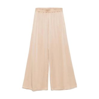 Fabiana Filippi Wide Trousers, female, Beige, Size: 2XS Wide-leg Satin Trousers