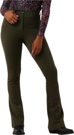Freebird by Steven Groene Flared Broek - Dames - Slim Fit Broeken - Groen - S - Broeken