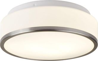 Searchlight Searchlight - Plafoniera Contemporanea Formaggio Acciaio Argento Vetro Bianco 1 Luce E27 28Cm