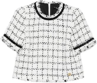 Karl Lagerfeld Top in tweed a maniche corte - Bianco