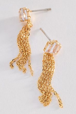 Anthropologie Crystal & Fringe Post Earrings