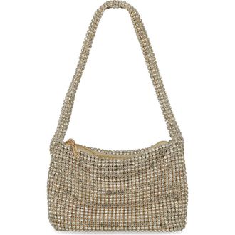 Jessica McClintock Fiona Rhinestone Embellished Shoulder Bag in Light Gold at Nordstrom Rack