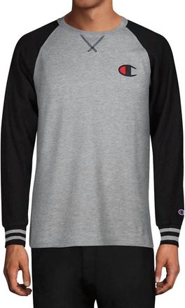 Champion Waffle Long Sleeve Raglan Shirt In New Ebony