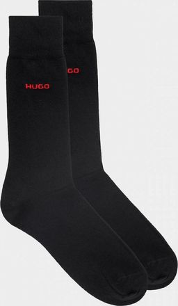 HUGO BOSS Mens HUGO 2 Pack RS Uni Colour Mens Socks NOS - Charcoal 012 - Black - Size: 6/6.5/7.5/7/11/10/8/8.5/12/9.5/9/11.5/10.5