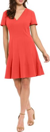 London Times Short Sleeve Fit & Flare Dress in Cayenne at Nordstrom Rack, Size 12