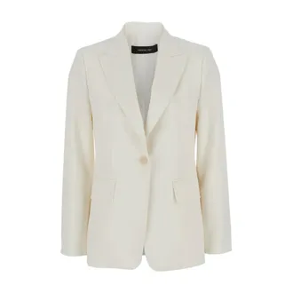 Max Mara White Wool Jacket with Classic Lapels - female - Max Mara - Blazers - White - XL - Jackets