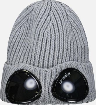 C.P. Company Mens CP Company Extrafine Merino Wool Goggle Beanie in Grey