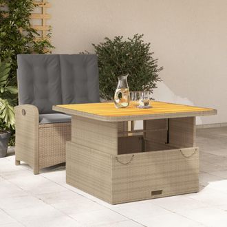 vidaXL Set Comedor De Jard&iacute;n 2 Pzas Con Cojines Rat&aacute;n Sint&eacute;tico Beige Vidaxl