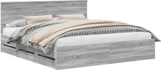 vidaXL Estructura De Cama Gris Sonoma 180 X 200 Cm Madera Ingenieril Vidaxl