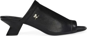 Courr&egrave;ges Peep Toe Sculpted Heel Sandalen - Dames - Muiltjes - Zwart - 38 EU - Leer - Schoenen