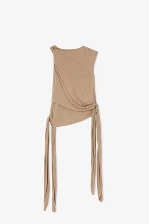Ganni Coca Mocha Top in Beige Jersey - Size 8/10 Viscose