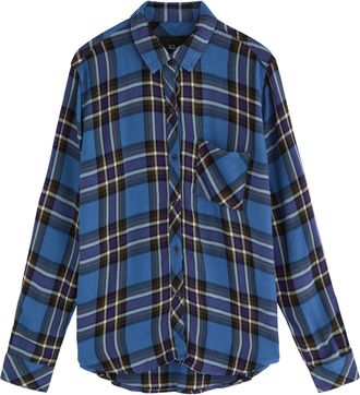 Rails Hunter Checked Rayon Shirt - Dark Blue - XL (UK16 /xl)