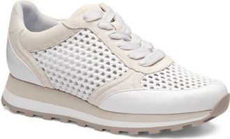 Johnston & Murphy Piper Knit Panel Sneaker in White Suede/crochet at Nordstrom, Size 6.5