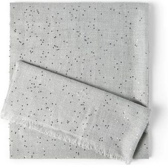 Brunello Cucinelli Cashmere and silk Diamond yarn scarf in Light Grey at Nordstrom