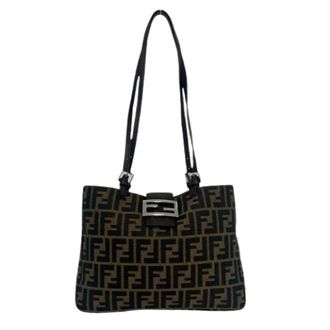 Fendi Pre-owned Shoulder Bags, female, Brown, Size: ONE SIZE Pre-owned Zucca Canvas Leather Tote Bag