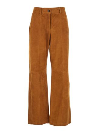 Tela Beige Pants With Belt Loops And Semi-elastic Waist In Suede Woman