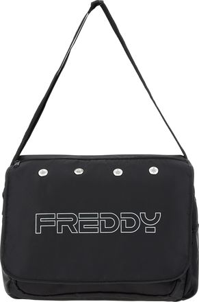 Freddy Borsa Messenger Bag in nylon nero con maxi-logo FREDDY
