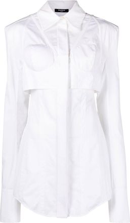 Balmain bustier-cut poplin shirt - women - Cotton - 36 - White