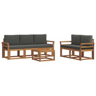 vidaXL Conjunto De Sof&aacute;s De Exterior 6 Pcs Natural Y Antracita Vidaxl