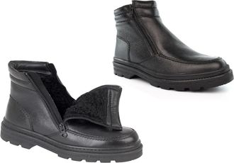 Generic Mens Leather Boots Mens Wide Open Boots Size 6 Boys Boot Size 8 Faux Fur Boot Zip Fastening Thermal Leather Upper Wide Open Faux Fur Sizes 6-12 Black 